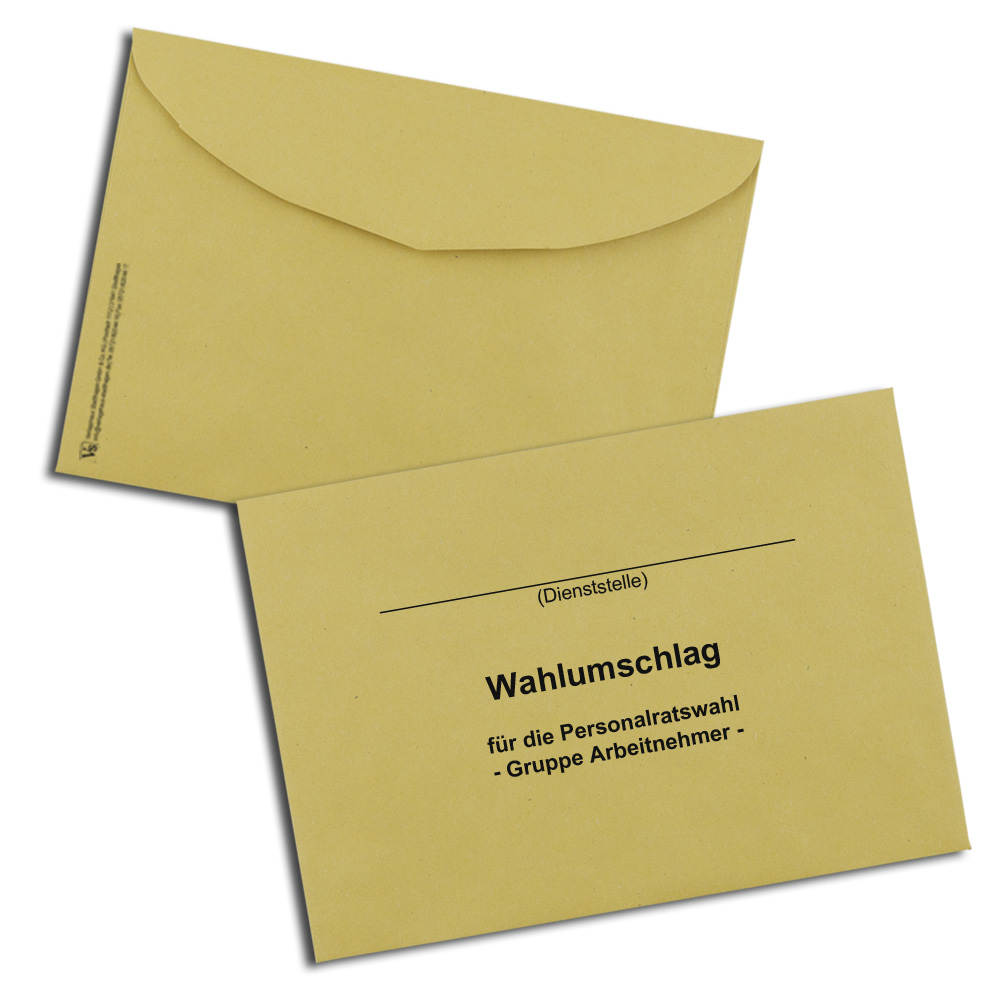 Wahlumschlag für Personalratswahlen der Gruppe Arbeitnehmer