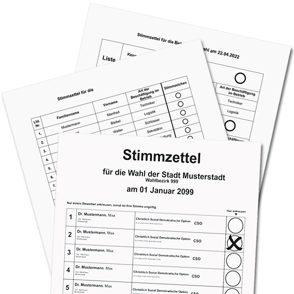 Stimmzettel auf weißem Papier